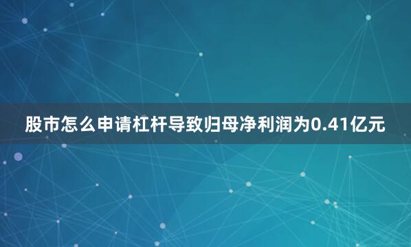 股市怎么申请杠杆导致归母净利润为0.41亿元